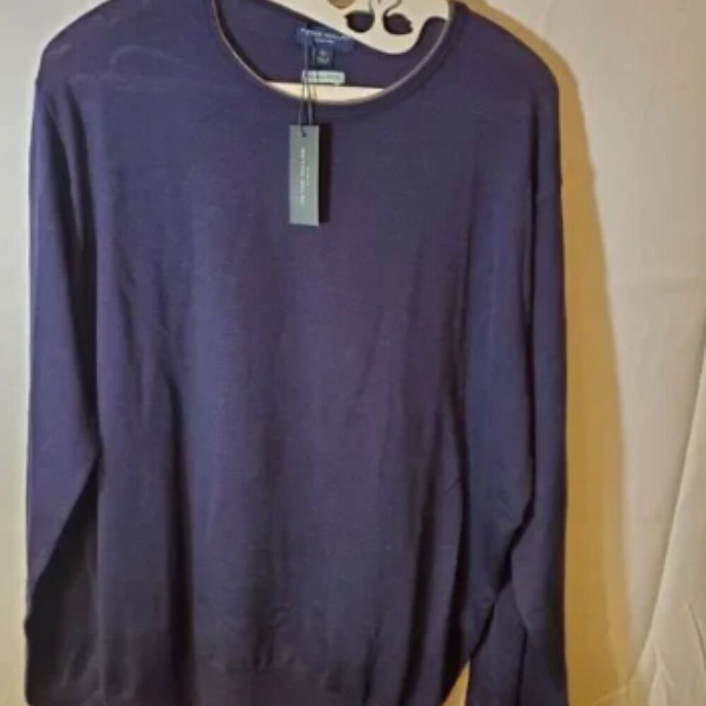 Peter Millar Collection Sweater Mens XL Blue Pullover Knit Wool Blend V Neck NWT